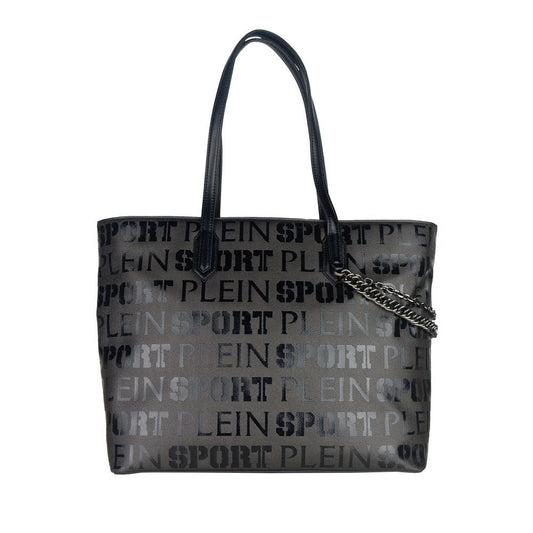 Plein Sport Plein Sport Sleek Black Designer Shopping Bag with Logo Print