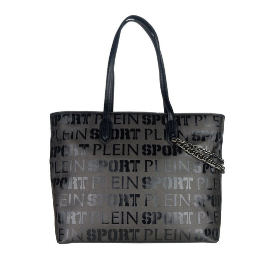 Plein Sport Plein Sport Sleek Black Designer Shopping Bag with Logo Print