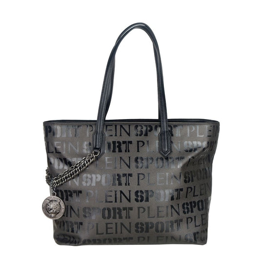Plein Sport Plein Sport Sleek Black Designer Shopping Bag with Logo Print