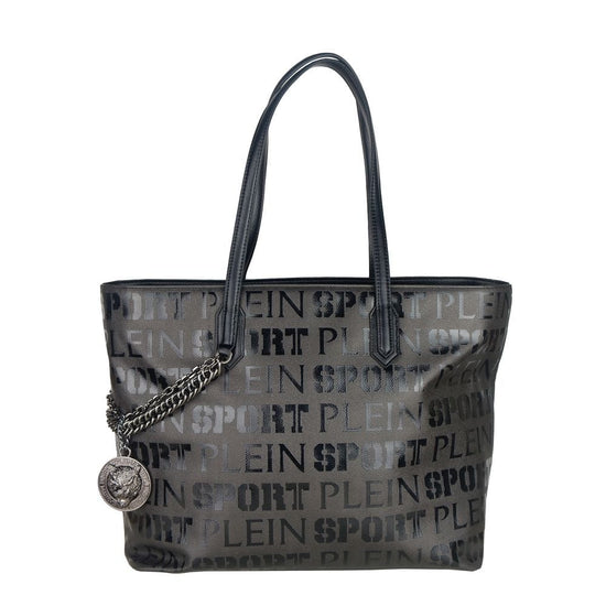 Plein Sport Plein Sport Sleek Black Designer Shopping Bag with Logo Print
