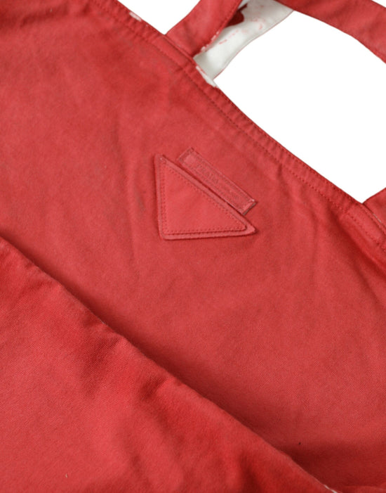 Prada Prada Chic Red and White Fabric Tote Bag