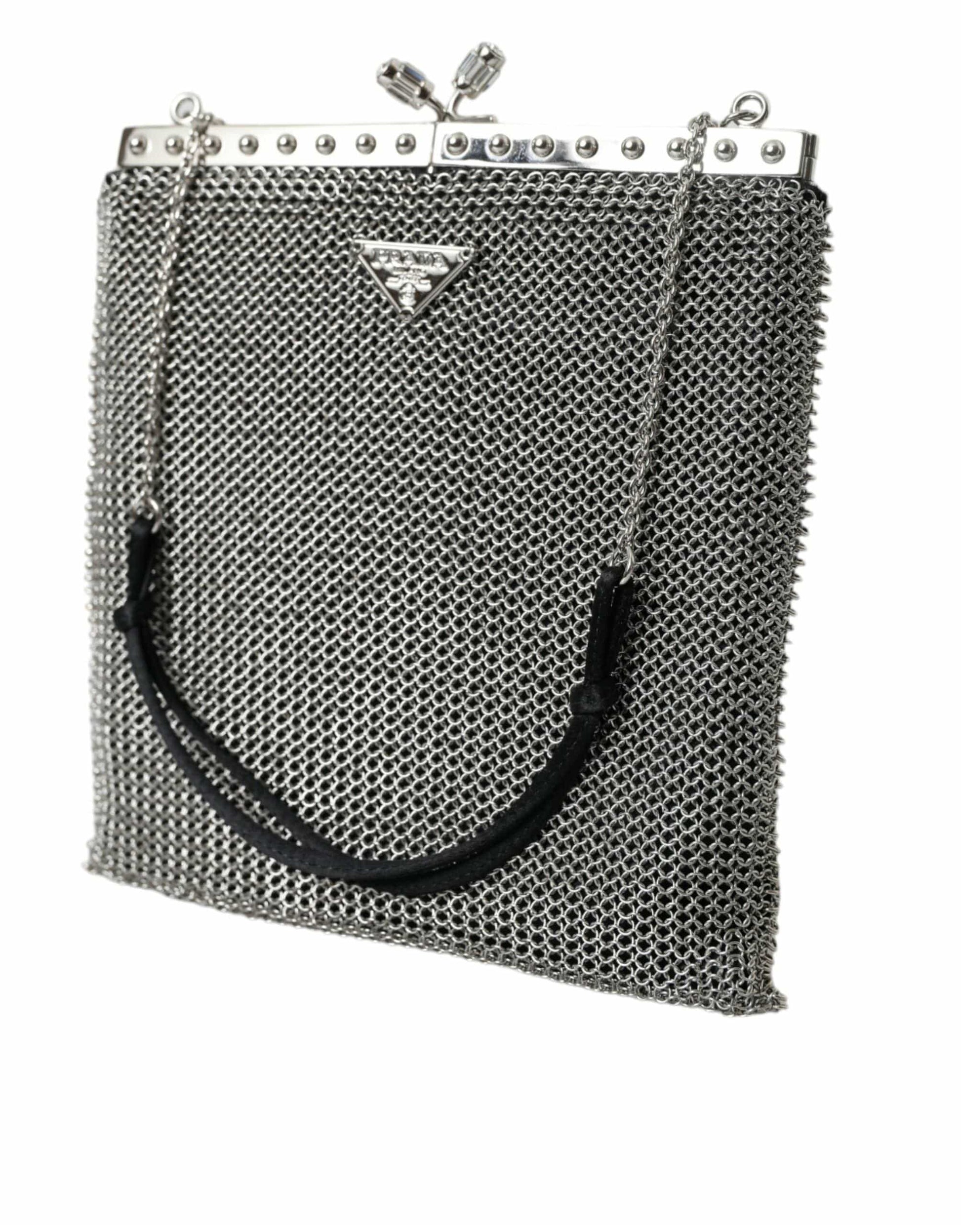Prada Prada Elegant Silver Mesh Shoulder Evening Bag