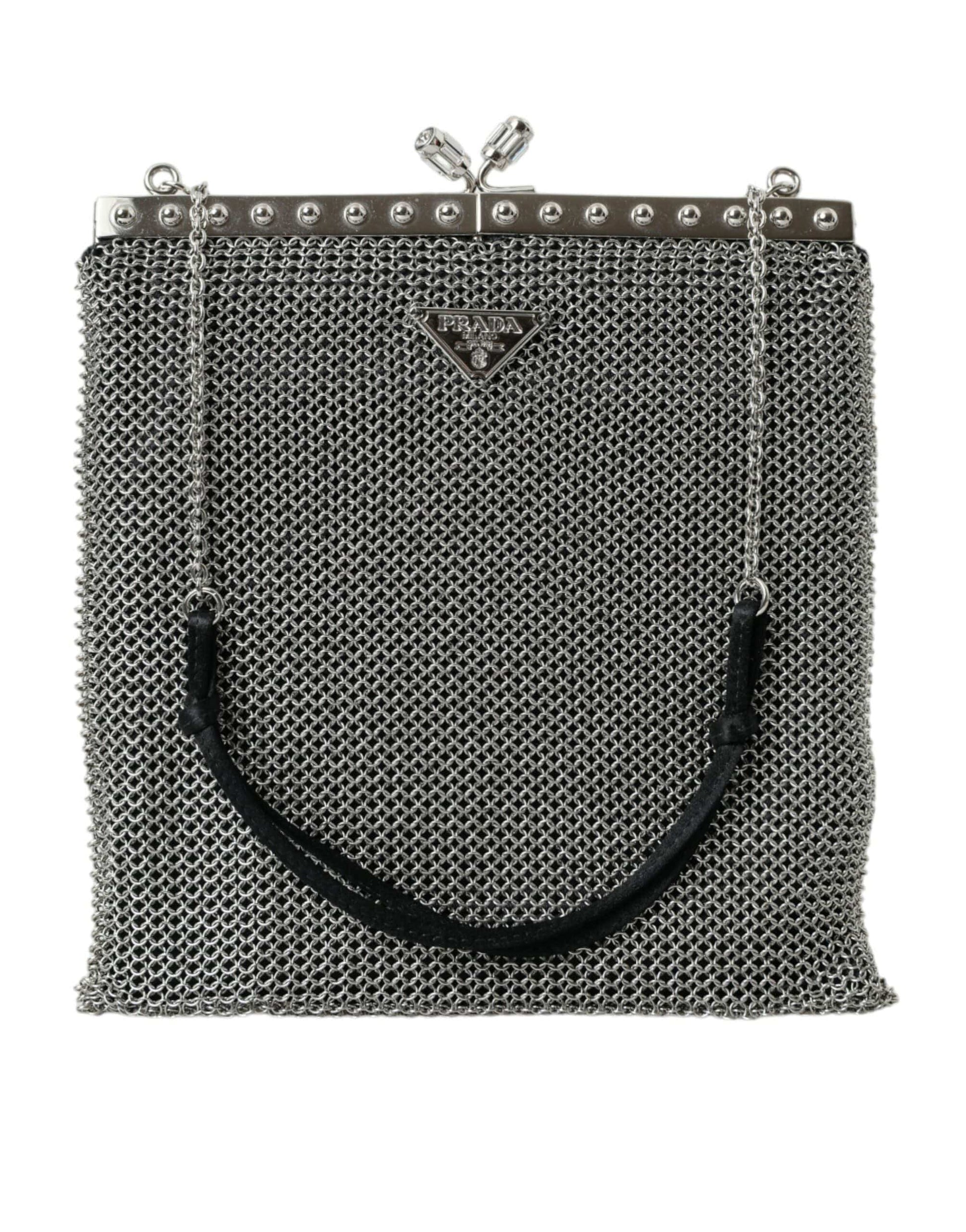 Prada Prada Elegant Silver Mesh Shoulder Evening Bag