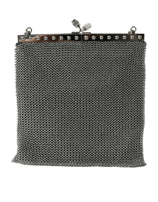 Prada Prada Elegant Silver Mesh Shoulder Evening Bag