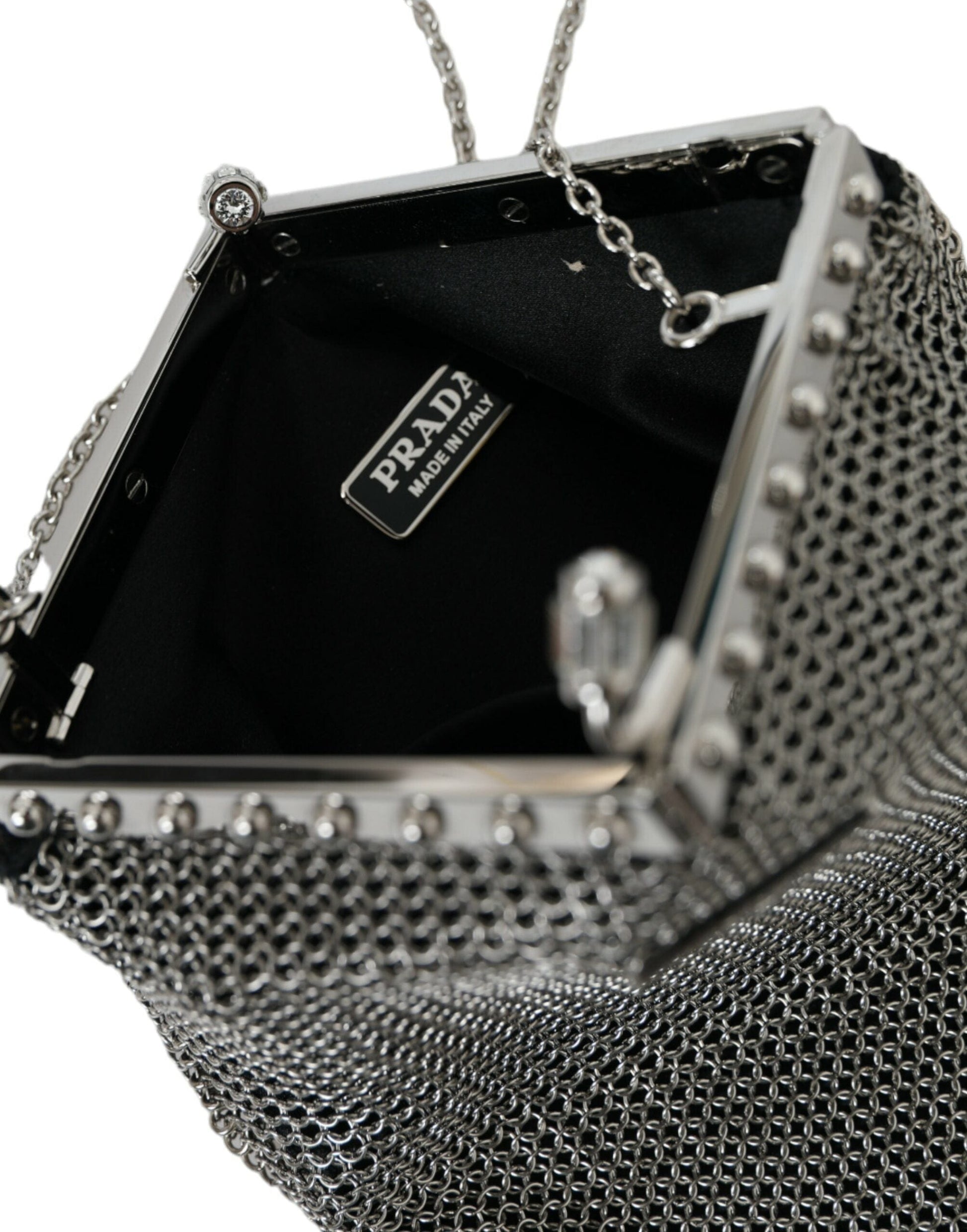 Prada Prada Elegant Silver Mesh Shoulder Evening Bag