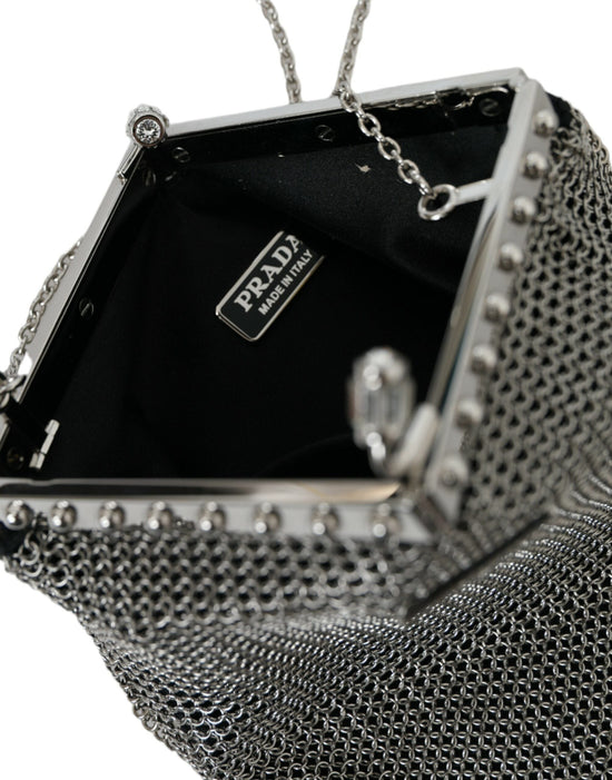 Prada Prada Elegant Silver Mesh Shoulder Evening Bag