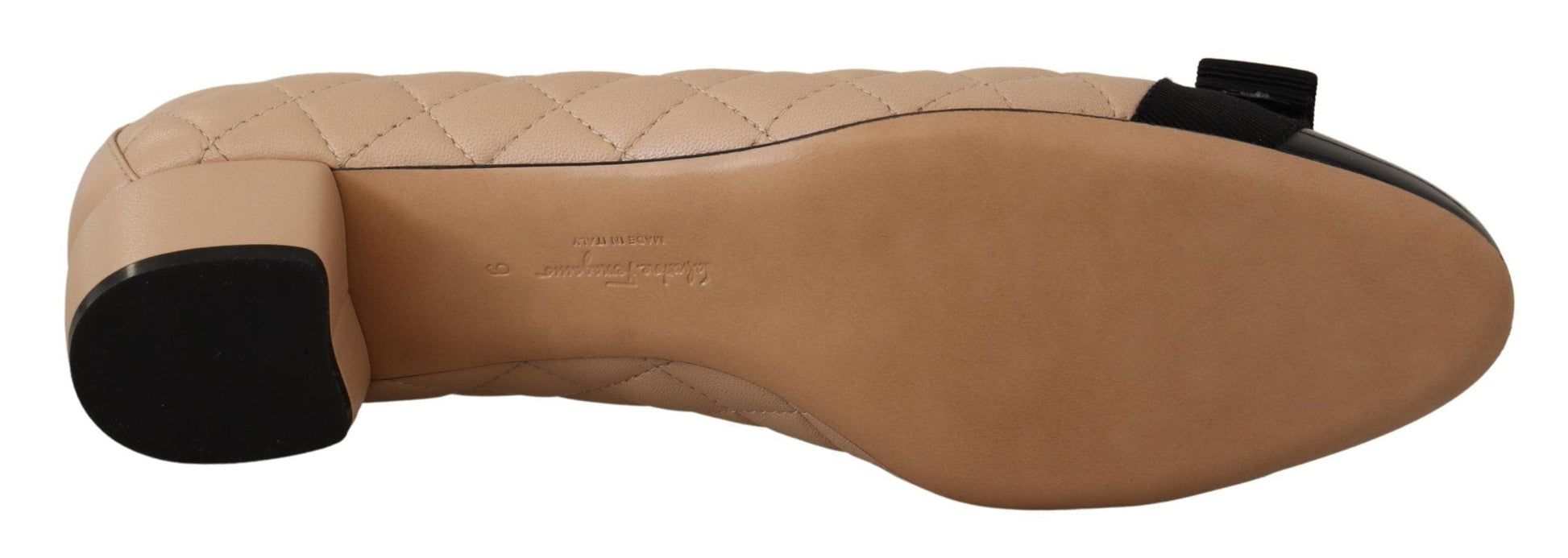 Salvatore Ferragamo Salvatore Ferragamo Elegant Quilted Leather Pumps in Beige and Black