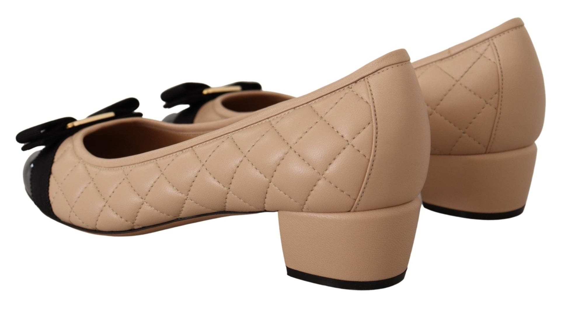 Salvatore Ferragamo Salvatore Ferragamo Elegant Quilted Leather Pumps in Beige and Black