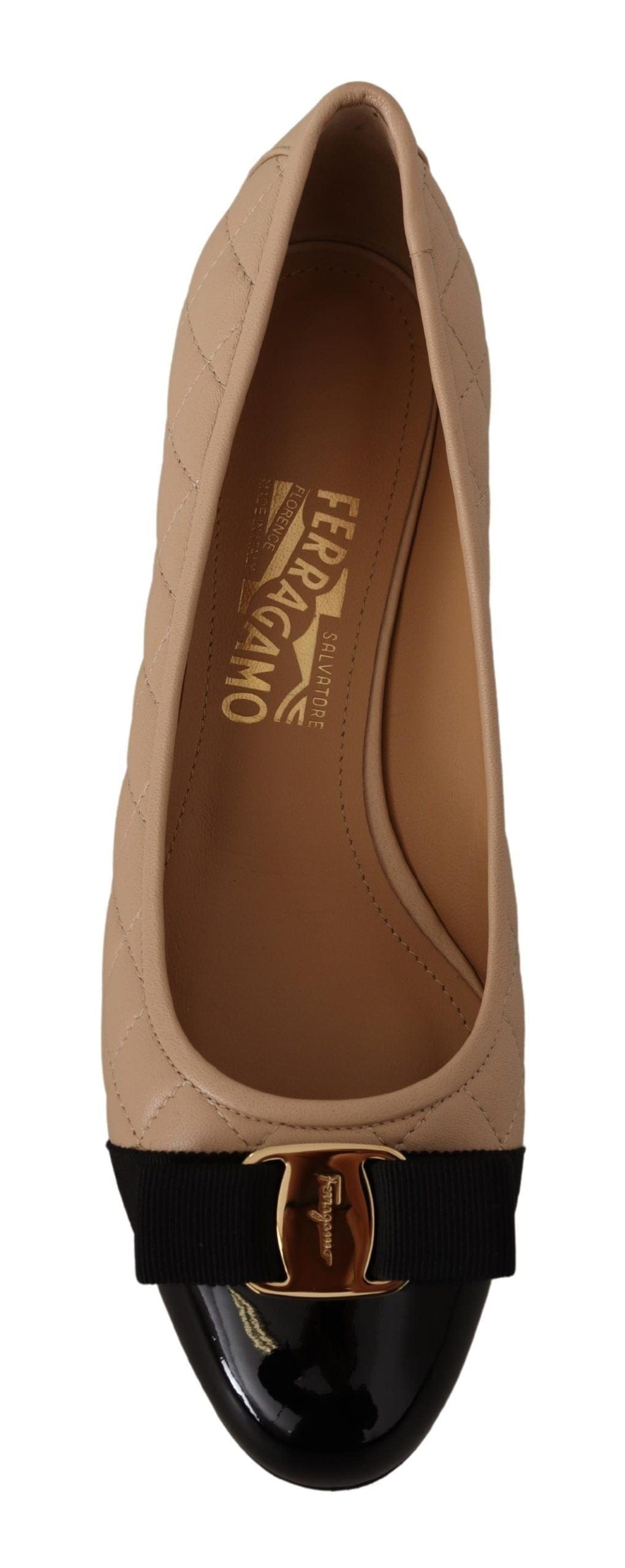 Salvatore Ferragamo Salvatore Ferragamo Elegant Quilted Leather Pumps in Beige and Black