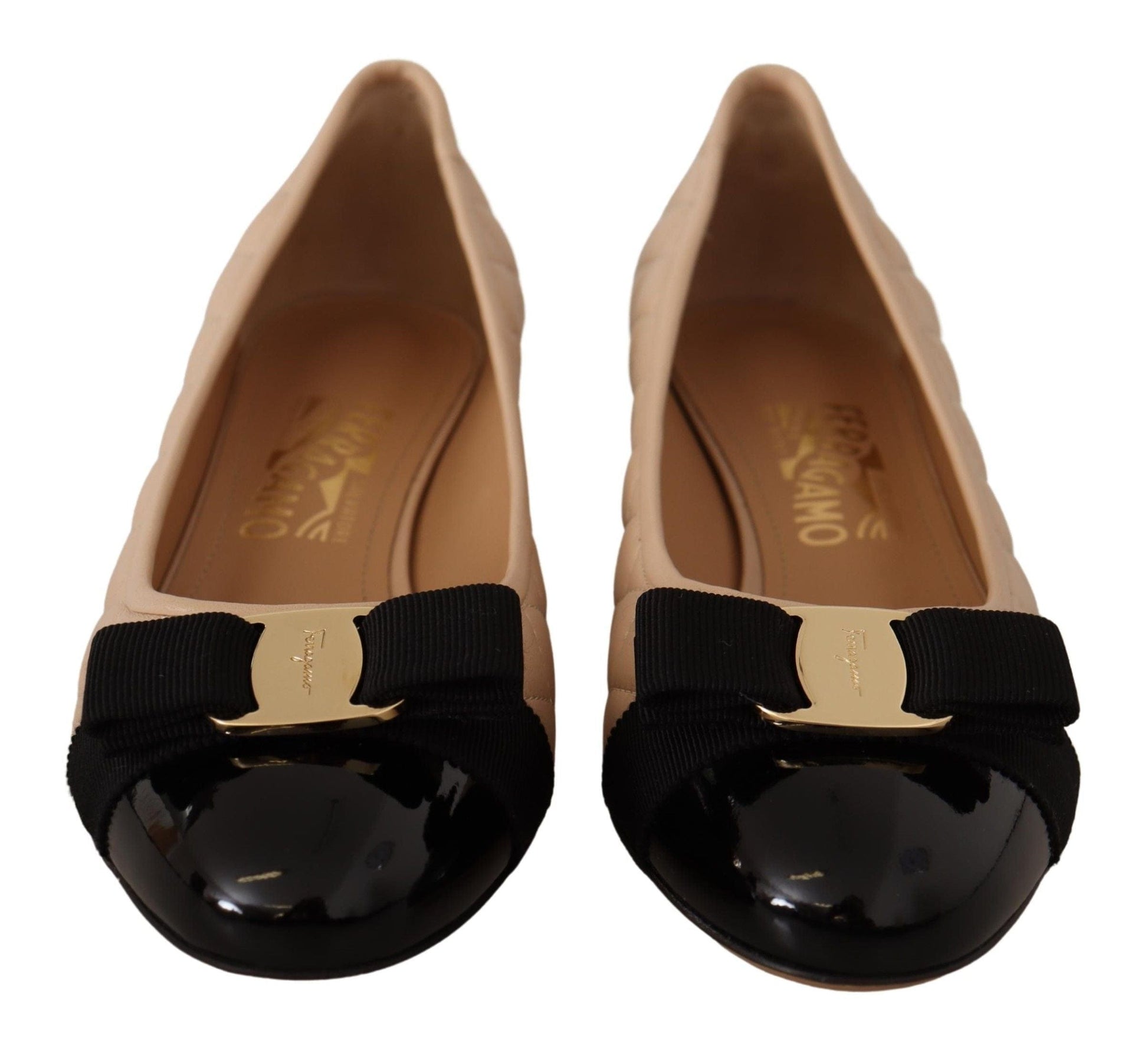 Salvatore Ferragamo Salvatore Ferragamo Elegant Quilted Leather Pumps in Beige and Black