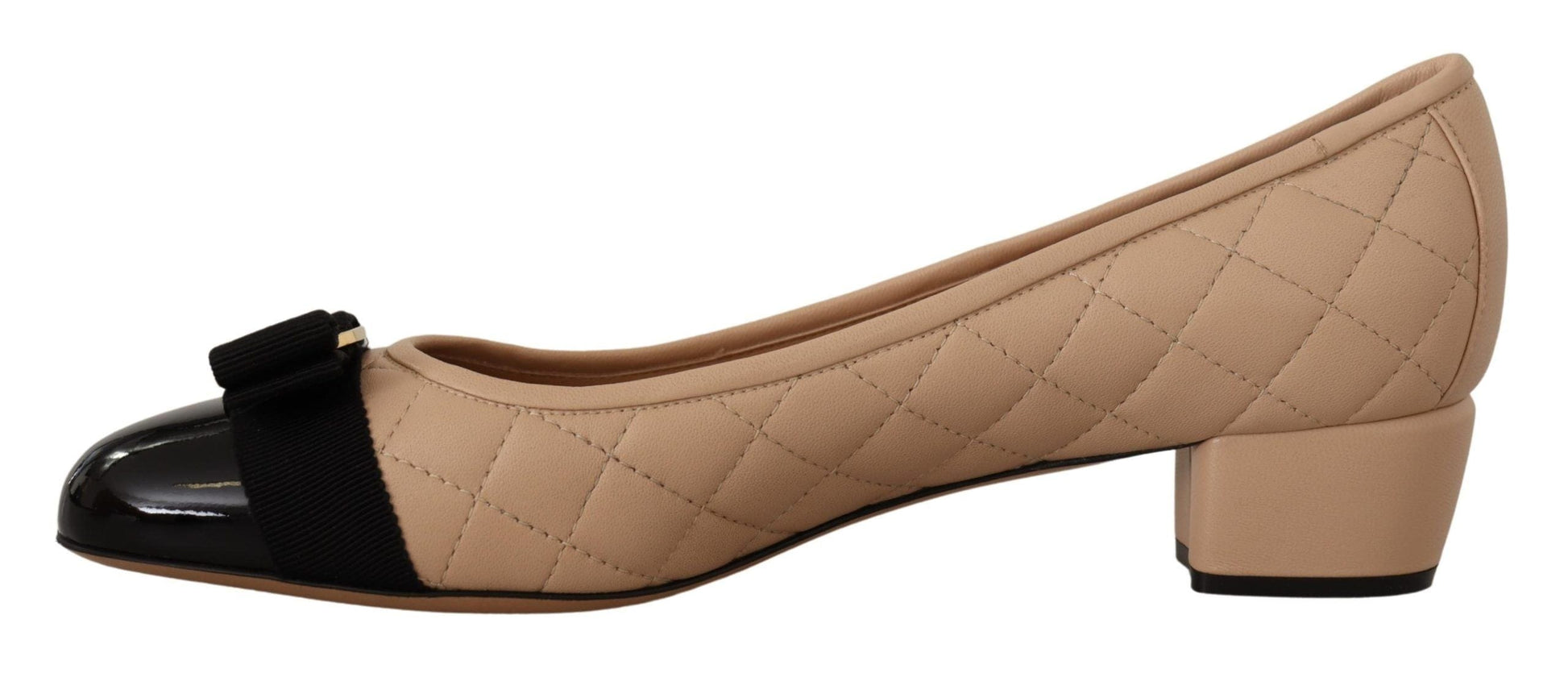 Salvatore Ferragamo Salvatore Ferragamo Elegant Quilted Leather Pumps in Beige and Black