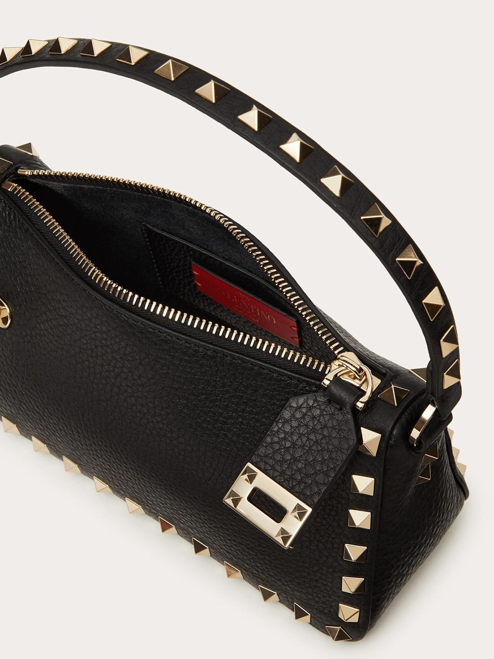 Valentino Garavani Valentino Garavani Black Garnet Calfskin Small Rockstud Shoulder Bag