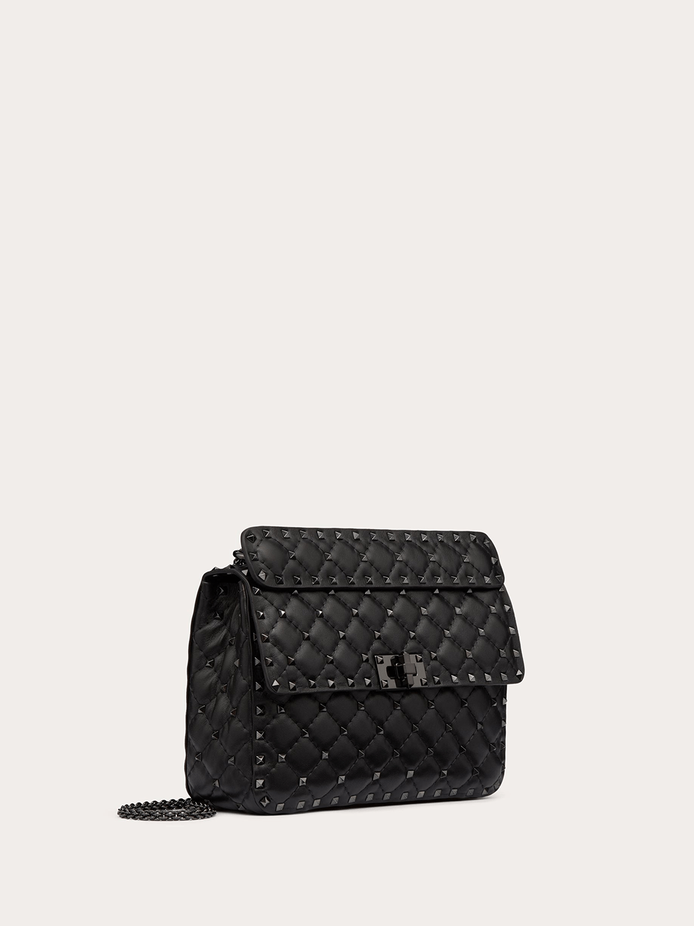 Valentino Garavani Valentino Garavani Black Nappa Leather Medium Rockstudt Spike Bag