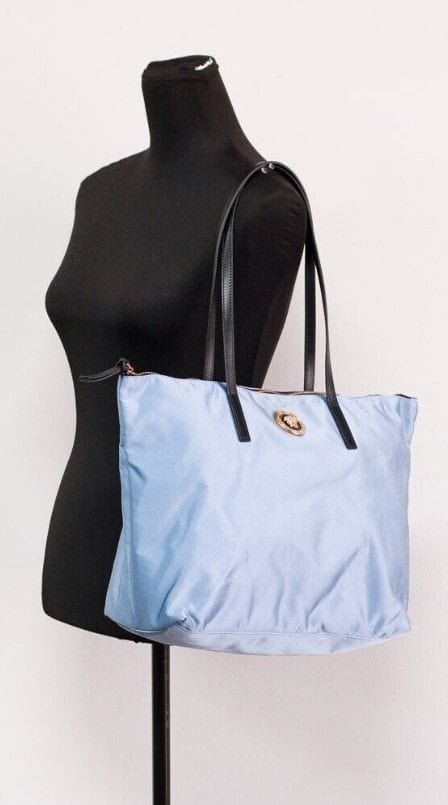 Versace Versace Portuna Medusa Medium Cornflower Blue Nylon Leather Tote Bag Purse