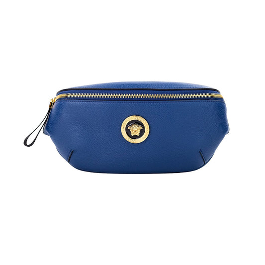 Versace Versace Small Navy Calf Leather Medusa Pendant Fanny Waist Pack Belt Bag